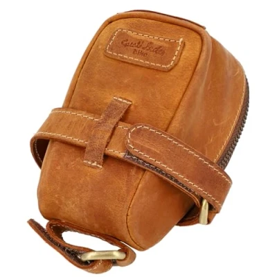 Afbeelding van Gusti zadeltas leer Gino B. fiets accessoires fietsstang tas fietstas reparatieset geereedschap leren bruin