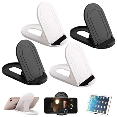 Afbeelding van Morices 4 stuks opvouwbare mobiele telefoonstandaard, ovale universele zak telefoonhouder, draagbare verstelbare desktophouder compatibel met tablets smartphones Kindle (zwart en