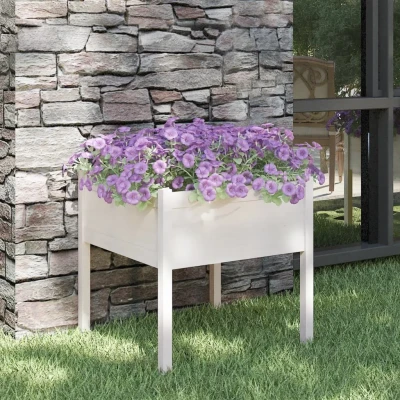 Afbeelding van Plantenbak 70x70x70 cm massief grenenhout wit
