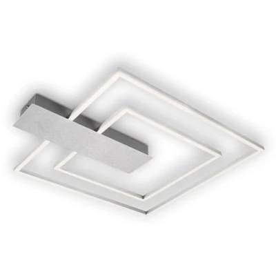 Afbeelding van BRILONER LED plafondlamp dimbaar in 3 stappen, memory functie, lichtkleur warm wit, hoekig, aluminiumkleurig, 570x480 mm