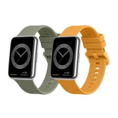 Afbeelding van kwmobile 2x armband geschikt voor Huawei Watch Fit 2 Bandjes fitnesstracker in pastelgroen / geel
