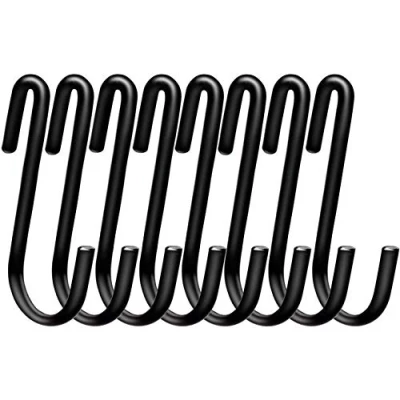 Afbeelding van Swatowot Set van 20 zware S haken 6 cm, vormige haken, grote voor keuken, badkamer, slaapkamer en kantoor (klein, zwart)