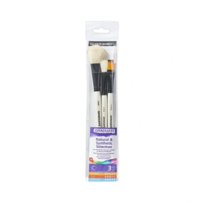 Afbeelding van Daler Rowney Graduate Aquarel Synthetisch &amp; Geitenhaarborstel Portemonnee Set, 3 verschillende borstels met korte steel (ovaal Mop en platte was), ideaal voor studenten