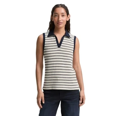 Afbeelding van TOM Tailor Stripe Structure Top, Dames, Maat: 3XL, Off white/navy