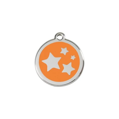 Afbeelding van Star Orange roestvrijstalen hondenpenning small/klein dia. 2 cm RedDingo