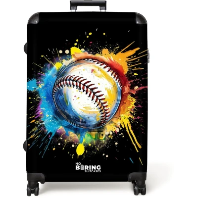Afbeelding van NoBoringSuitcases.com® Koffer groot Reiskoffer lichtgewicht Honkbal met graffiti Rolkoffer 4 wielen Grote trolley XL 98 liter bagage