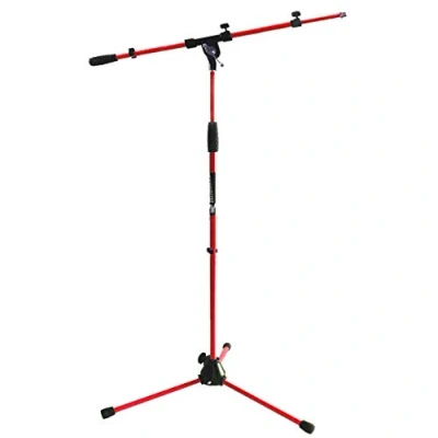 Afbeelding van Keepdrum MS106 RD rood microfoonstandaard microfoonstatief met galg en metalen sokkel