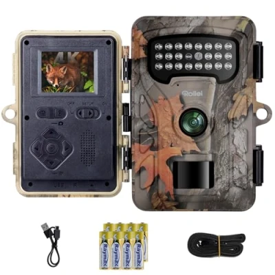 Afbeelding van Rollei Wildcamera HD 30 met 4K resolutie 48 MP foto&#039;s, bewegingsdetectie, nachtzicht, 2 inch IPS display, serieopname, intervalopname, camouflage design, eenvoudige montage en wachtwoordbeveiliging