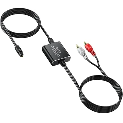Afbeelding van eSynic 192KHZ 24bit DAC Audio Kabel SPDIF naar RCA Converter Digitaal Toslink Optisch Analoog R/L met 110+110cm Ondersteunt PCM LPCM voor HDTV STB DVD Speler Console