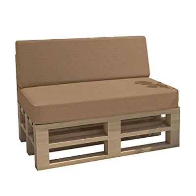 Afbeelding van Chilly Pilley Pallet Kussen Tuin Waterdicht Pad Binnen Buiten Wasbaar Verwijderbaar Zitkussen Rugkussen (Set Van 2, Beige)