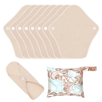 Afbeelding van MQUPIN herbruikbare maandverband, stoffen pads maandverband van biologisch katoen wasbaar lekvrij, menstruatiemads menstruatiepads inlegkruisjes bamboe voor vrouwen (8 stuks)