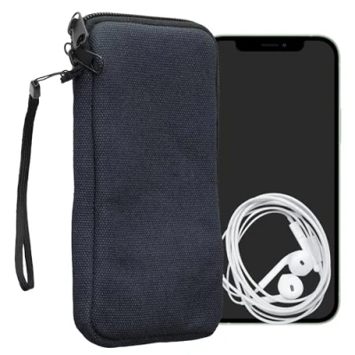 Afbeelding van kwmobile Telefoontasje geschikt voor XL 6,7/6,8&quot; smartphones Universeel smartphone hoesje van canvas 17,2 x 8,4 cm In donkerblauw
