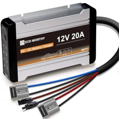 Afbeelding van ECO WORTHY laadbooster 12V 20A DC acculader voor LiFePO4 accu, gel campers, caravans