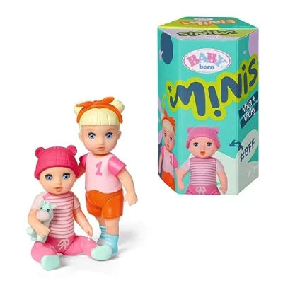 Afbeelding van BABY born Minis Online Dubbelpak 6 Vicky en Mila 906071 6,5 cm pop met kleurwisseleffecten 7 afneembare hoofdband Geschikt voor kinderen vanaf 3+ jaar.