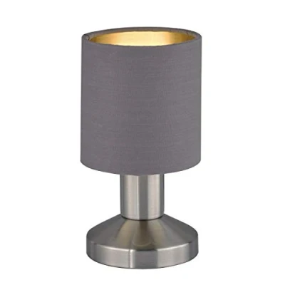 Afbeelding van Trio Leuchten Garda 595400141 tafellamp, metaal, mat nikkel, E14, taupe/goudkleurig, aan/uit touch