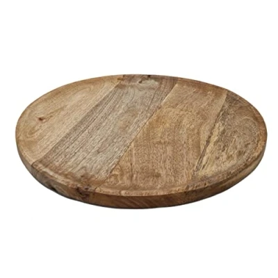 Afbeelding van Spetebo Mango houten dienblad rond 38 cm decoratieve serveerschaal geschikt voor levensmiddelen hout fruit schaal kaarsen sieraden bord massief