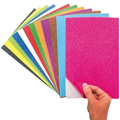 Afbeelding van Baker Ross AX297 Kerstmis Zelfklevend Glitter Foam Vellen Pack Van 12, Zelfklevende Creatieve Kunstbenodigdheden Voor Kinderen, Seizoensgebonden Ambachten En Decoraties