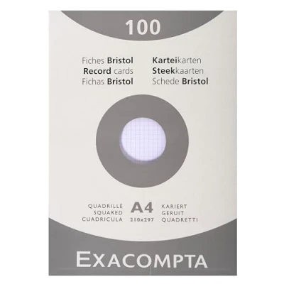 Afbeelding van Exacompta Art. 13206E 10 hoezen van 100 indexkaarten 5x5 geruit, ongeperforeerd formaat 210 x 297 mm geschikt voor inkjetprinters, laserprinters en kopieerapparaten kleur wit