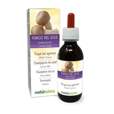 Afbeelding van Bladhoopchampignon of Amandelpaddenstoel (Agaricus subrufescens) paddenstoel Alcoholvrije moedertinctuur Naturalma Vloeibaar extract druppels 120 ml Voedingssupplement Veganistisch