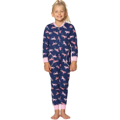 Afbeelding van Merry Style Kinder Pyjama ronde hals lange mouwen broek met zakken Katoen MS MS10 186 PJ Marineblau Einhorn 158 164