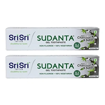 Afbeelding van Sri Tattva Sudanta Herbal Gel Toothpaste All Natural, SLS Free, Fluoride Free Tooth Paste with Charcoal, Salt &amp; More 100g (Pack of 2), for Kids and Adults