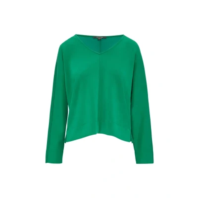 Afbeelding van comma MIT Paspeldetails Sweater, Dames, Maat: 34, Smaragd