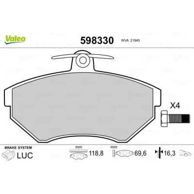 Afbeelding van Valeo Remblokset 598330