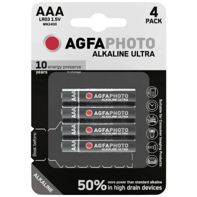 Afbeelding van Agfaphoto batterij Alkaline, Micro, AAA, LR03, 1,5 V Ultra, retailblister (4 pack)