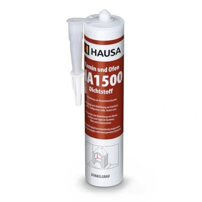 Afbeelding van Hausa, Haard en ovenafdichtmiddel, 1 x 310 ml hittebestendige speciale afdichtstof HA1500, siliconen, afdichtmiddel, afdichtsiliconen, afdichtingssilicon, donkergrijs