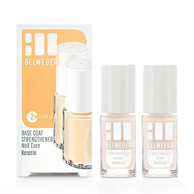 Afbeelding van BELWEDER 2 x Nail Care nagelverharder met keratine, 7,5 ml, voor zwakke, zachte, gespleten en broze nagels, transparant, sterkt, verzegeld beschermd, verrijkt keratine