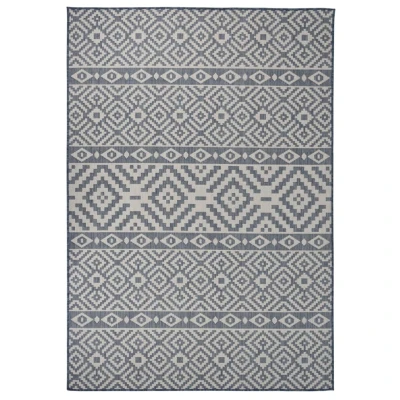 Afbeelding van Buitenkleed met patroon platgeweven 160x230 cm blauw
