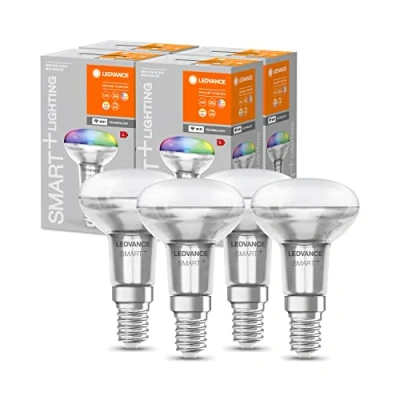 Afbeelding van LEDVANCE Smart LED R50 spotlamp met Wifi, E14 basis, RGB kleuren &amp; lichtkleur veranderbaar, reflectorlamp als vervanging voor conventionele 40W gloeilampen, bedienbaar Alexa, Google App, 4 pak