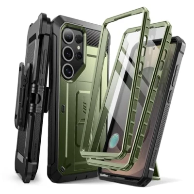 Afbeelding van SUPCASE voor Samsung Galaxy S25 Ultra Hoesje met Standaard (Unicorn Beetle Pro) [2 Voorframes] [Ingebouwde Schermbeschermer en Riemclip] Telefoonhoesje van Militaire Kwaliteit Ultra, Groen