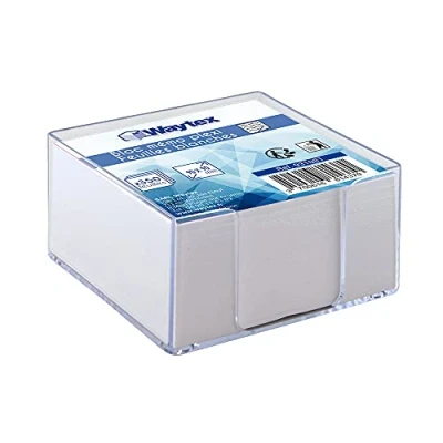 Afbeelding van WAYTEX 931081 memoblok 350 witte notities 9 x cm met transparante plexi houder