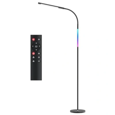 Afbeelding van tomons staande lamp woonkamer, led vloerlamp, dimbaar, helderheid en kleurtemperatuur traploos instelbaar met timing geheugenfunctie, muziekmodi, RGB voor slaapkamer