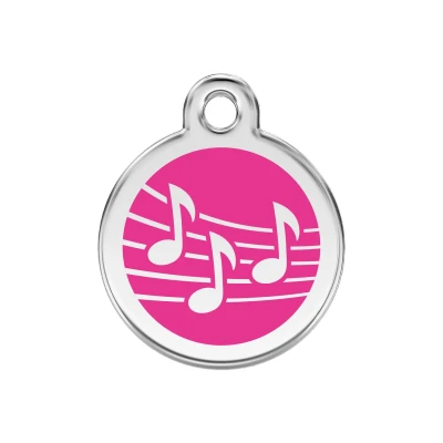 Afbeelding van Music Hot Pink roestvrijstalen hondenpenning medium/gemiddeld dia. 3 cm RedDingo