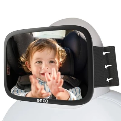 Afbeelding van Onco Autospiegel voor baby&#039;s, compatibel met Tesla, 100% onbreekbaar en trillingsbestendig, antislip, 360 draaibaar, een must pasgeborenen