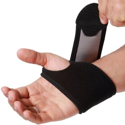 Afbeelding van Neotech Care Polsband Elastische en ademende stof, verstelbare compressieband, mannen vrouwen ondersteunende overslagband voor bescherming bij sport zwart (1 Stuk, Maat L)