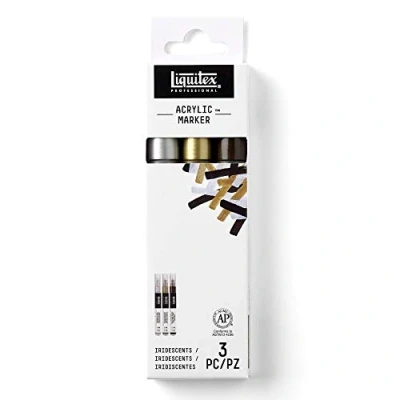 Afbeelding van Liquitex 3699244 Professional Paint Marker Set 3 fijne acrylmarkers van kunstenaarskwaliteit, lichtecht Fine x 2mm, Iridescent