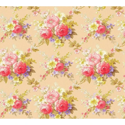 Afbeelding van TRADITIONEEL KLASSIEKE BLOEMEN BEHANG Franse Stijl rood beige geel A.S. Création Château 5