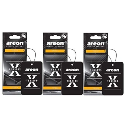 Afbeelding van AREON X Versie Auto Luchtverfrisser Vanille Snoepjes Spiegel Opknoping Zwart Set Multi Pack van 6