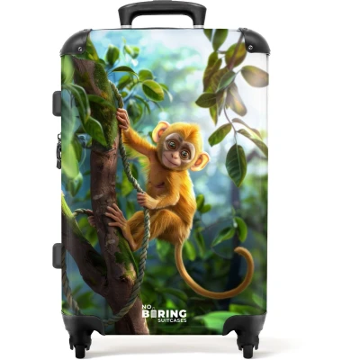Afbeelding van NoBoringSuitcases.com® Kinderkoffer groot Kindertrolley koffer Aap Jungle Rolkoffer lichtgewicht Reiskoffer met 4 wielen Grote trolley XL 20 kg bagage