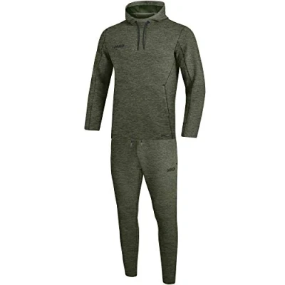 Afbeelding van JAKO Premium Basics Joggingpak Met Sweatshirt Capuchon, Dames, Kaki Gevlekt, 34