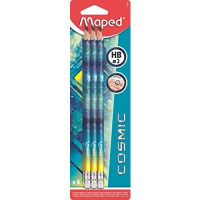 Afbeelding van Maped potlood Cosmic Teens, met gum, geassorteerde kleuren, blister 6 stuks