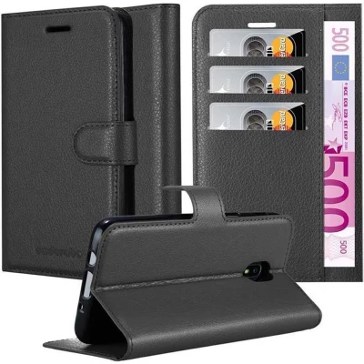 Afbeelding van Cadorabo Hoesje geschikt voor Samsung Galaxy J7 2018 in PHANTOM ZWART Beschermhoes met magnetische sluiting, standfunctie en kaartvakje Book Case Cover Etui