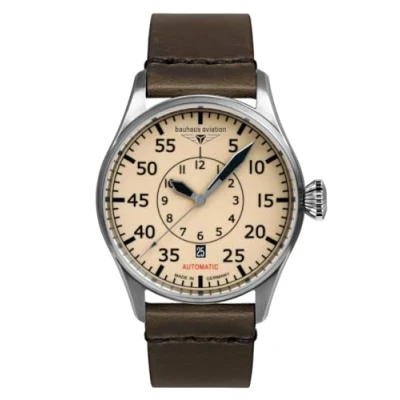 Afbeelding van bauhaus Automatisch horloge Navigator horloge, herenhorloge, Made in Germany, mechanisch leren band