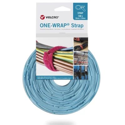 Afbeelding van Velcro ONE WRAP kabelbinder Losmaakbare Polypropyleen (PP), Klittenband Aqua kleur 100 stuk(s)