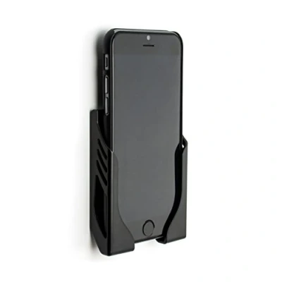 Afbeelding van Dockem Schadevrije muurbeugel voor iPhone 12, Pro, mini, Pro Max, 11, SE 2, XS/X, XS XR, 8/7, 8/7 Plus, S21, S20 met 3M opdrachtstrip lijmen: Koala Mount Wall Dock [Zwart]