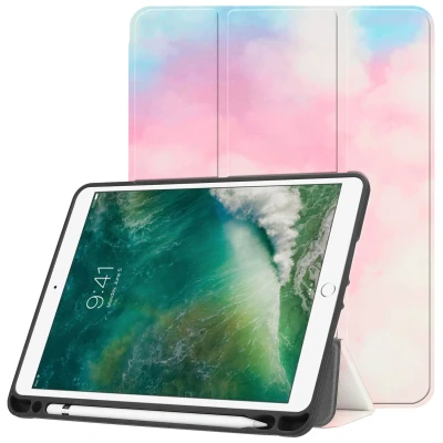 Afbeelding van Apple iPad 2017 (5e generatie) Hoes: iMoshion Design Trifold Bookcase Sky Kunstleder Tablet Hoezen