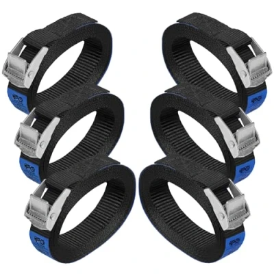 Afbeelding van BB Sport Sjorband spanband bevestigingsband met klemgesp zwart, beschikbaar in verschillende lengtes EN hoeveelheden draagvermogen tot 250 kg DIN 12195 2, 6 stucks 2.5 cm x 1 m